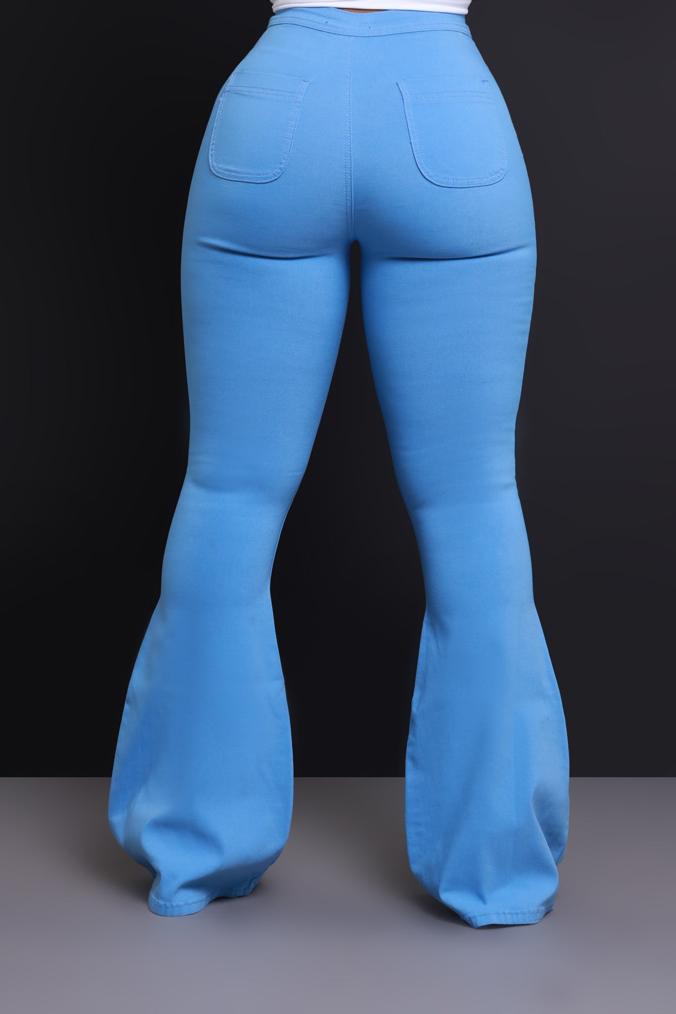 Fit & Flare Super Stretchy High Rise Jeans - Baby Blue - Swank A Posh