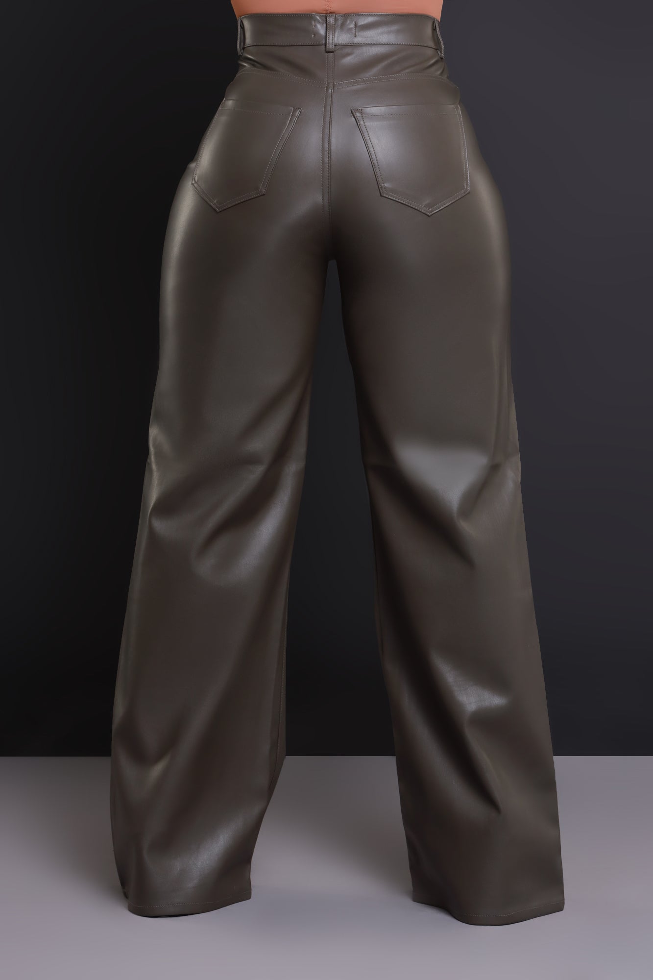 Offline Faux Leather Bootcut Pants - Olive - Swank A Posh
