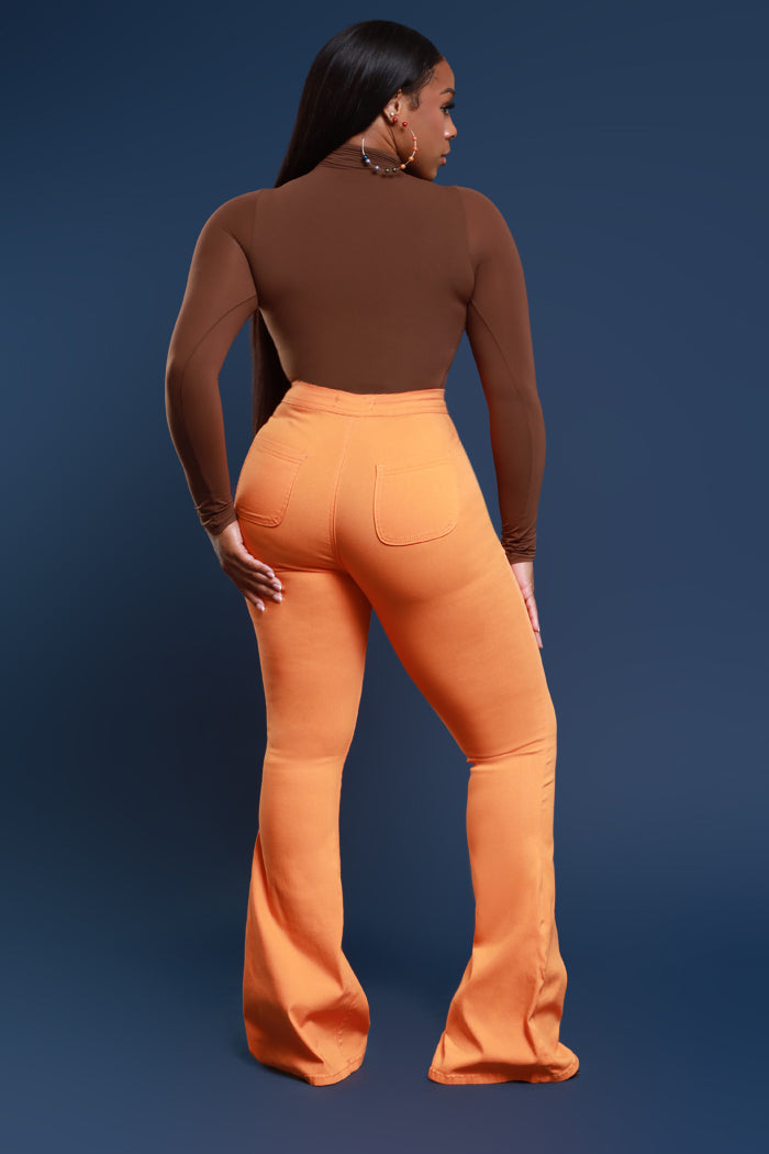 Fit & Flare Super Stretchy High Rise Jeans - Orange - Swank A Posh