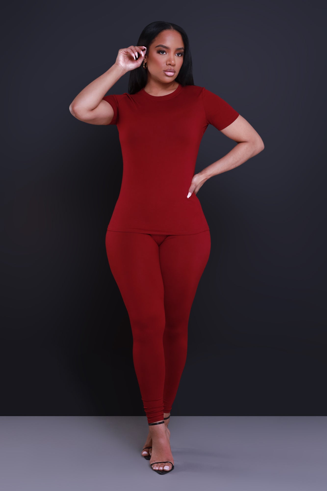 The 30 Second Set - Burgundy Short Sleeve - Swank A Posh