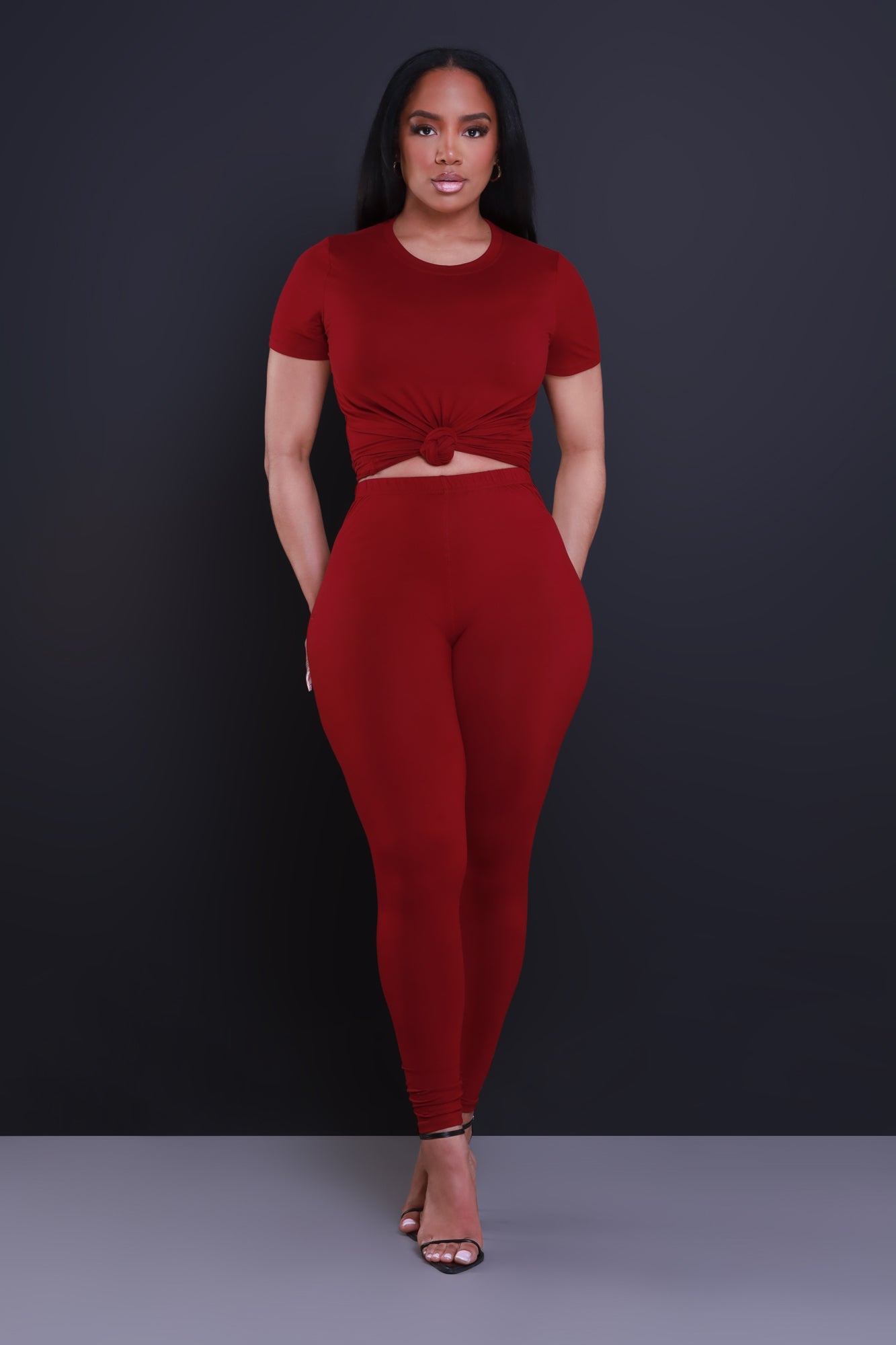 The 30 Second Set - Burgundy Short Sleeve - Swank A Posh