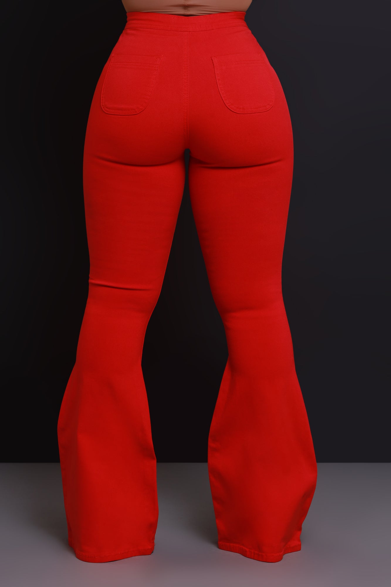 Fit & Flare Super Stretchy High Rise Jeans - Red - Swank A Posh