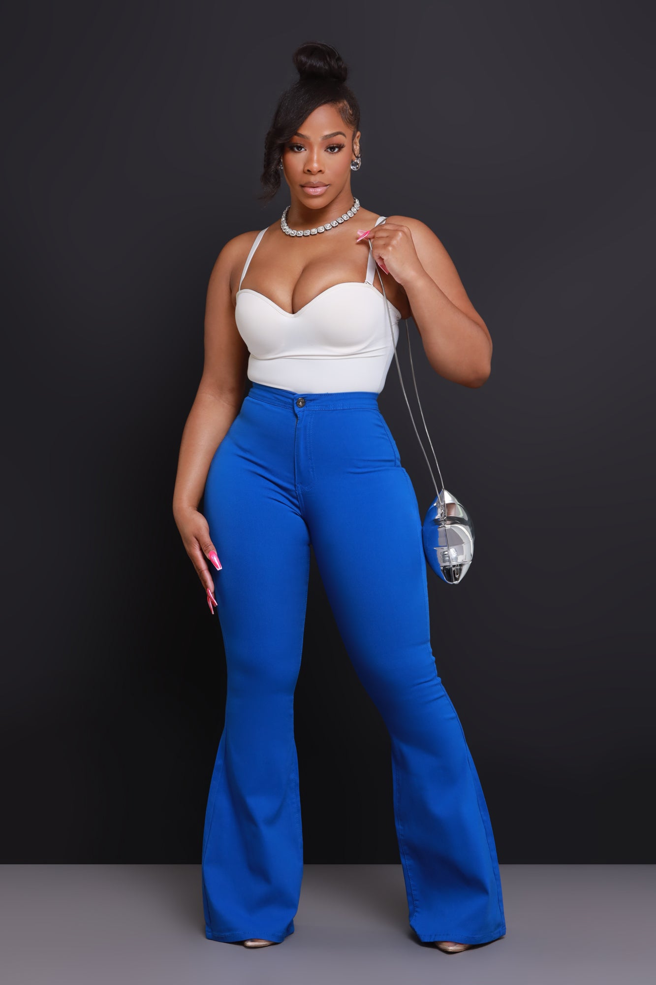 Fit & Flare Super Stretchy High Rise Jeans - Royal Blue - Swank A Posh