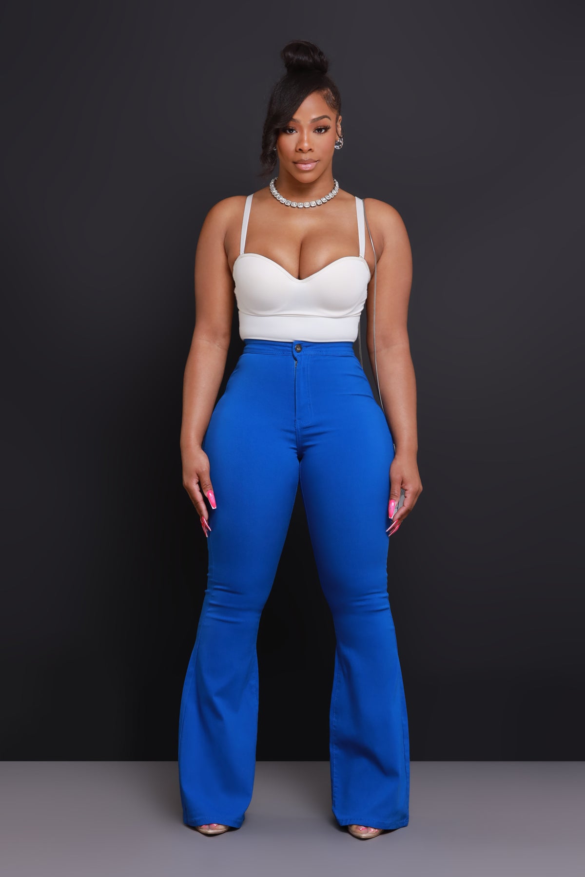 
              Super Swank High Rise Flare Stretchy Jeans - Royal Blue - Swank A Posh
            