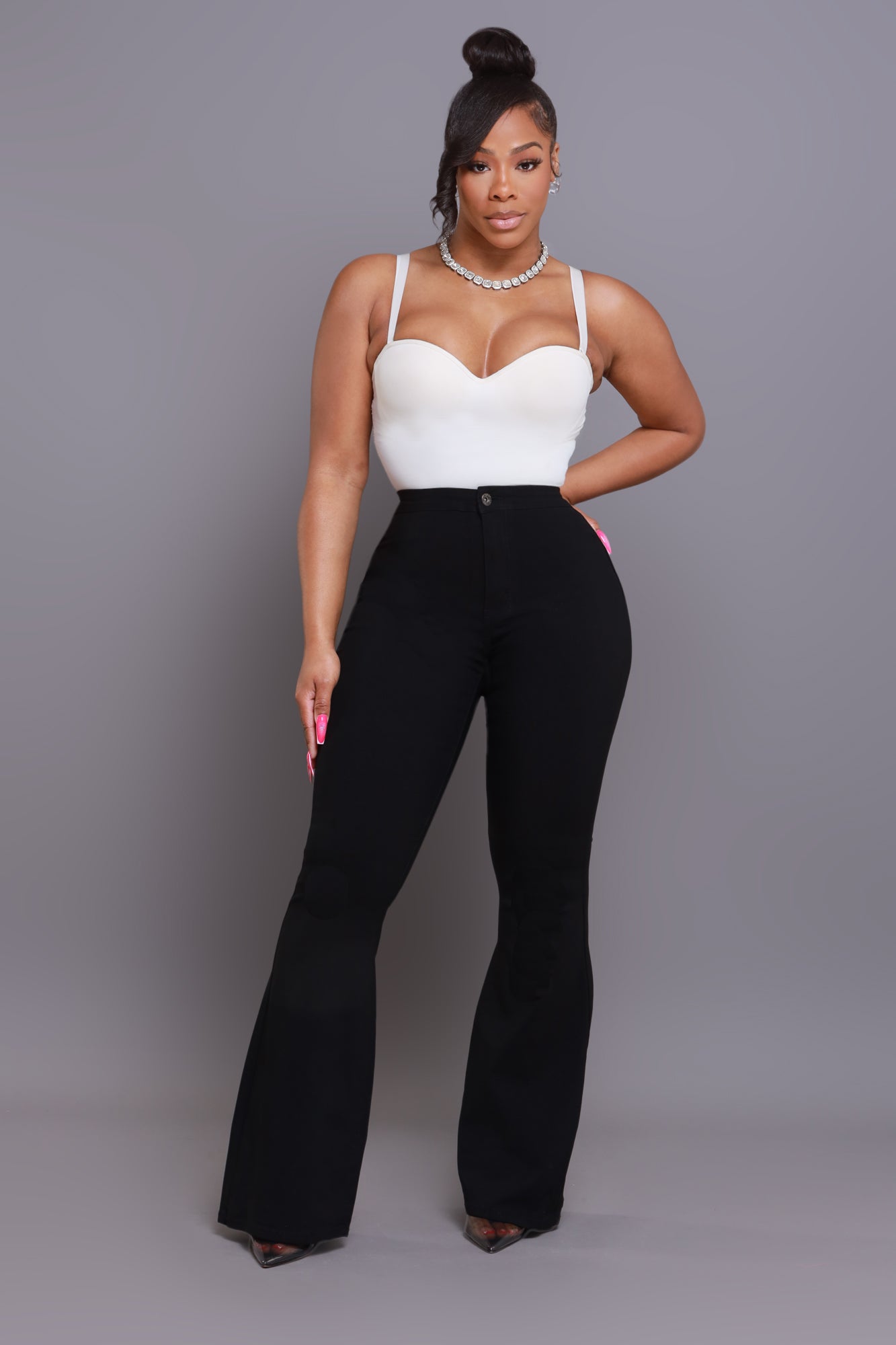 Fit & Flare Super Stretchy High Rise Jeans - Black - Swank A Posh