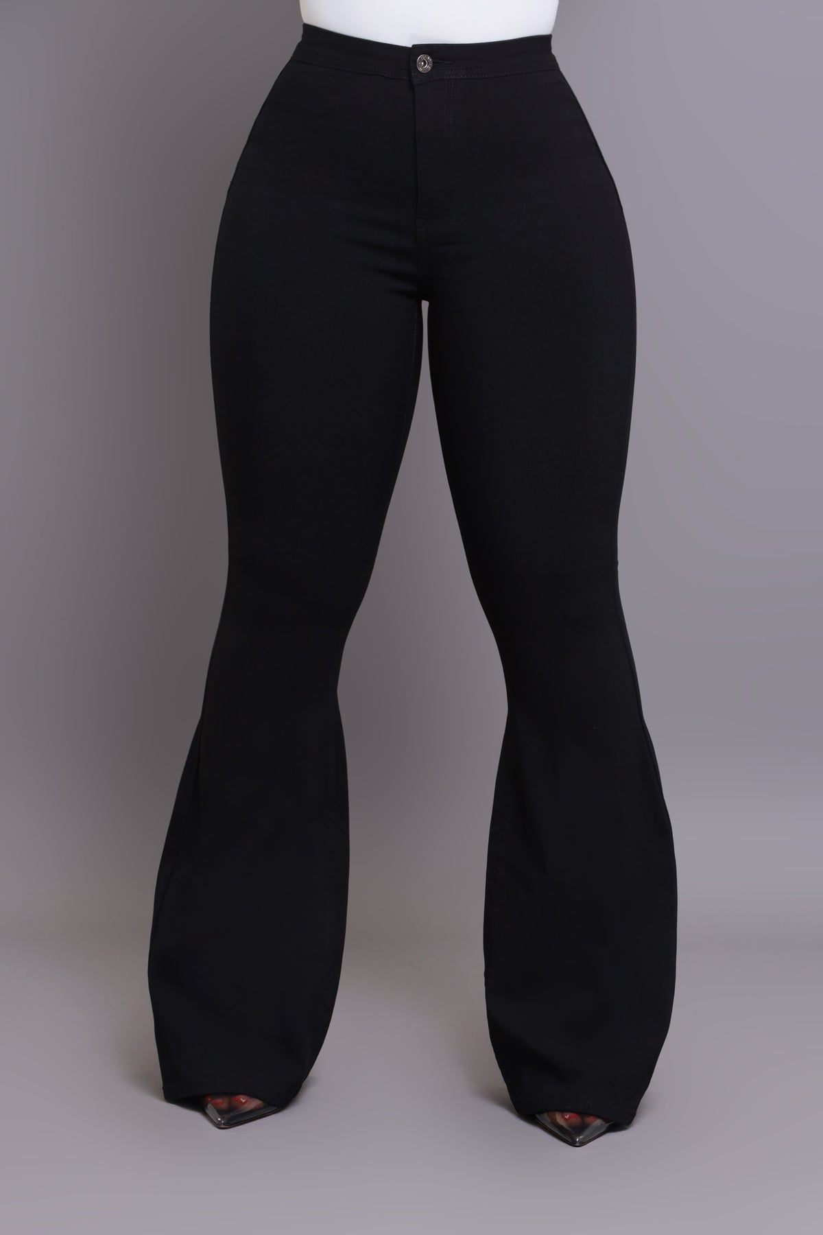 
              Super Swank High Rise Flare Stretchy Jeans - Black
            