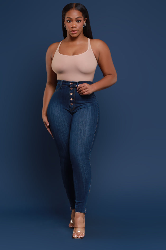 Jasmine High Rise Skinny Jeans - Dark Wash - Swank A Posh