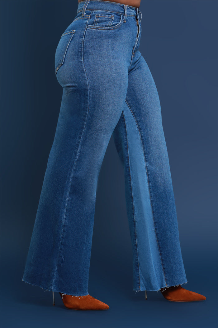 Almost There High Rise Wide Leg Jeans - Medium Wash - Swank A Posh
