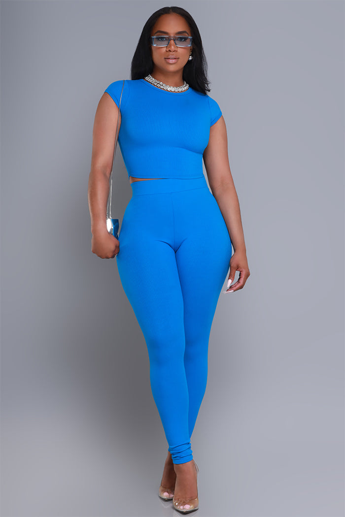 Short List Cellulite Deleter Cropped Crewneck T-Shirt - Royal Blue - Swank A Posh