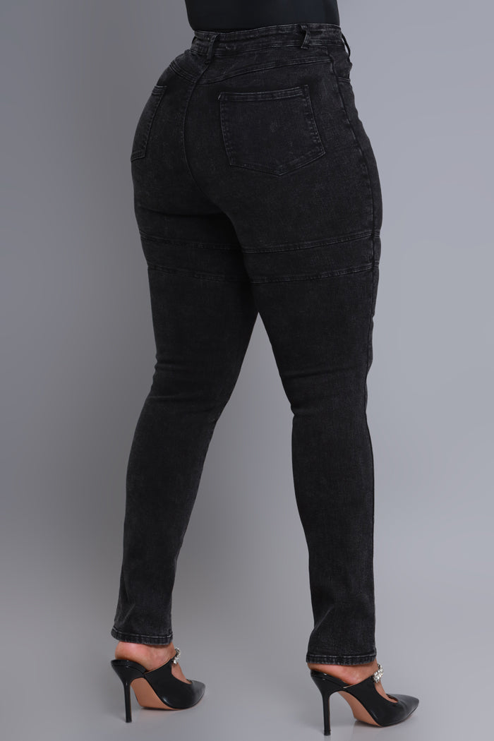Credit Me High Rise Patchwork Skinny Jeans - Black - Swank A Posh