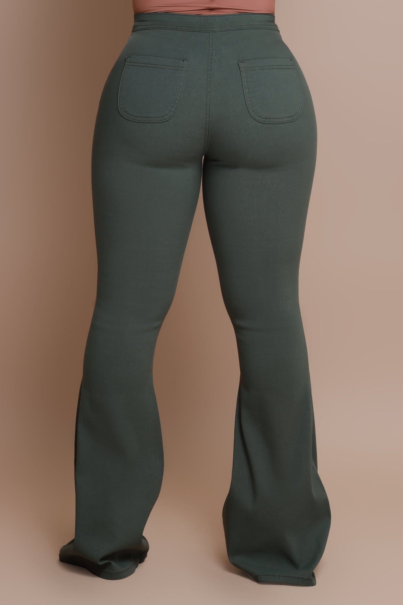 Fit & Flare Super Stretchy High Rise Jeans - Olive - Swank A Posh