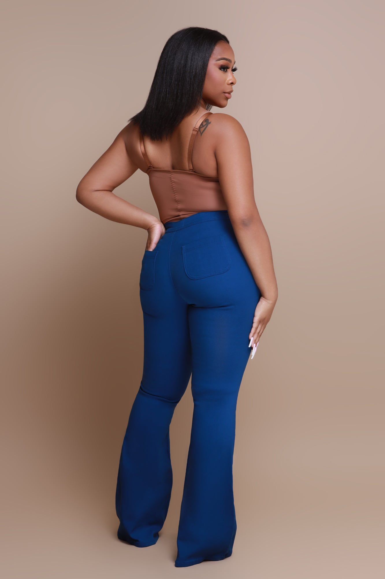Fit & Flare Super Stretchy High Rise Jeans - Ocean Blue - Swank A Posh