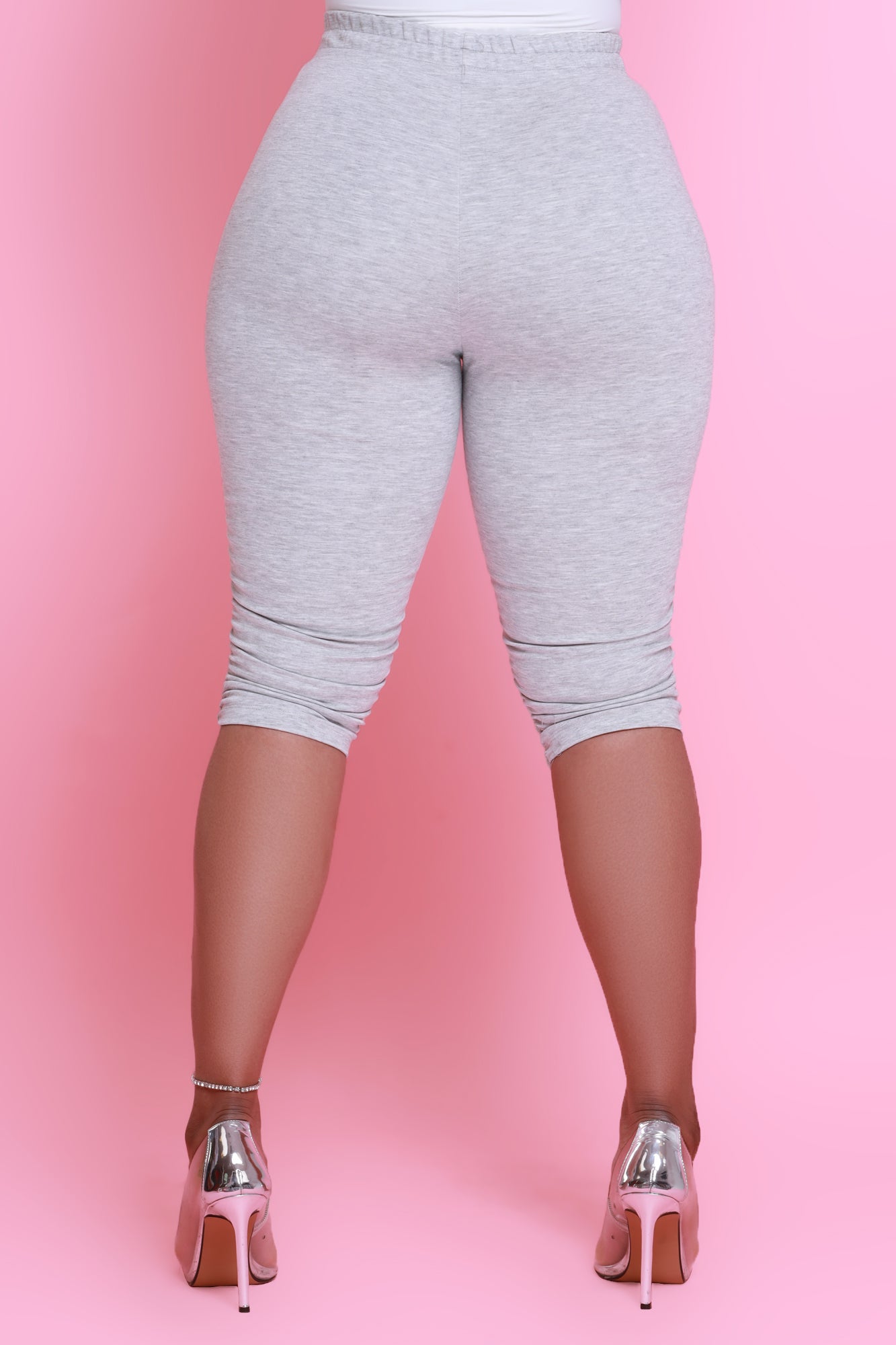 Now Or Never Ruched Bermuda Shorts - Heather Grey - Swank A Posh