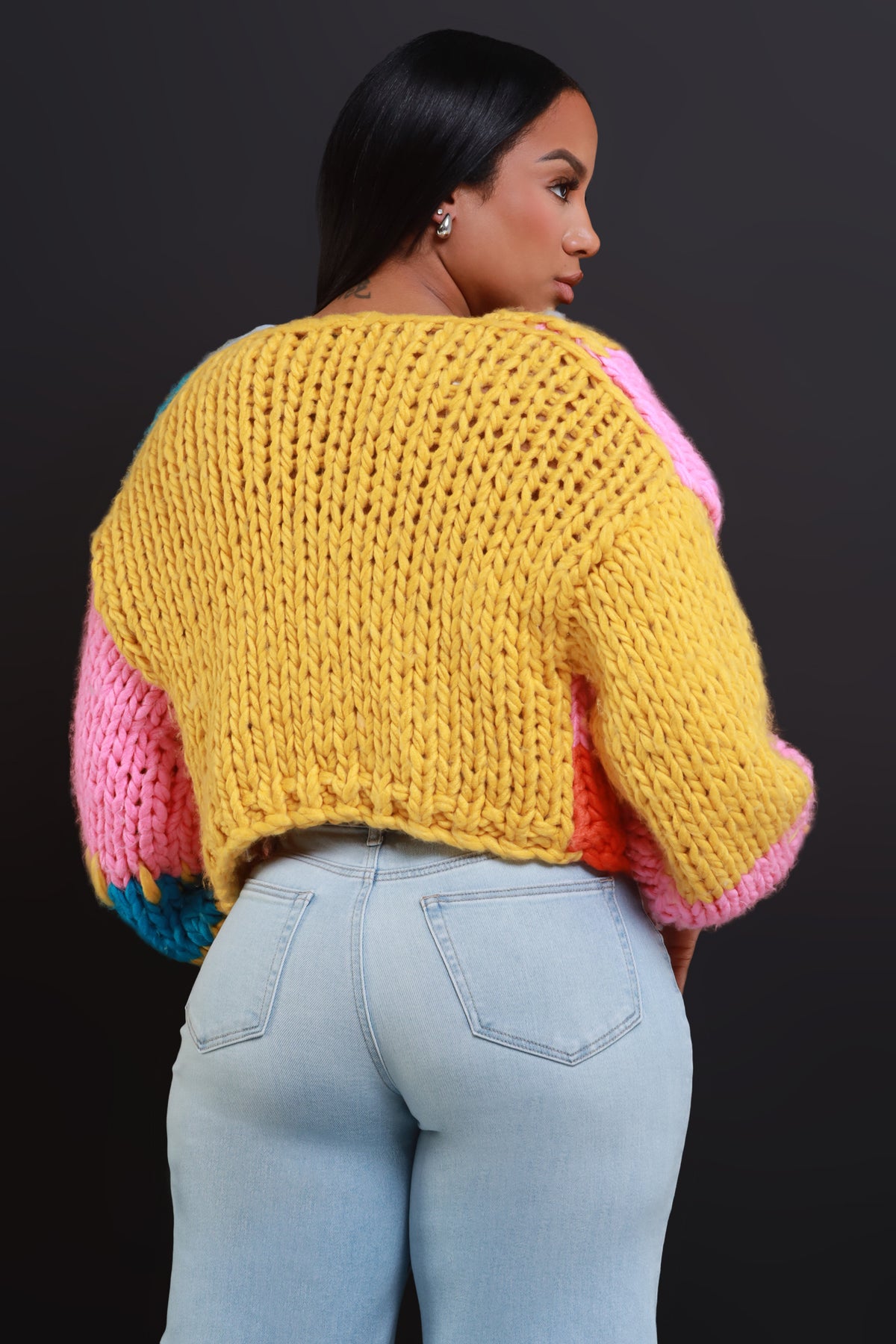 
              Bright Side Cropped Crochet Cardigan - Mustard Multicolor - Swank A Posh
            