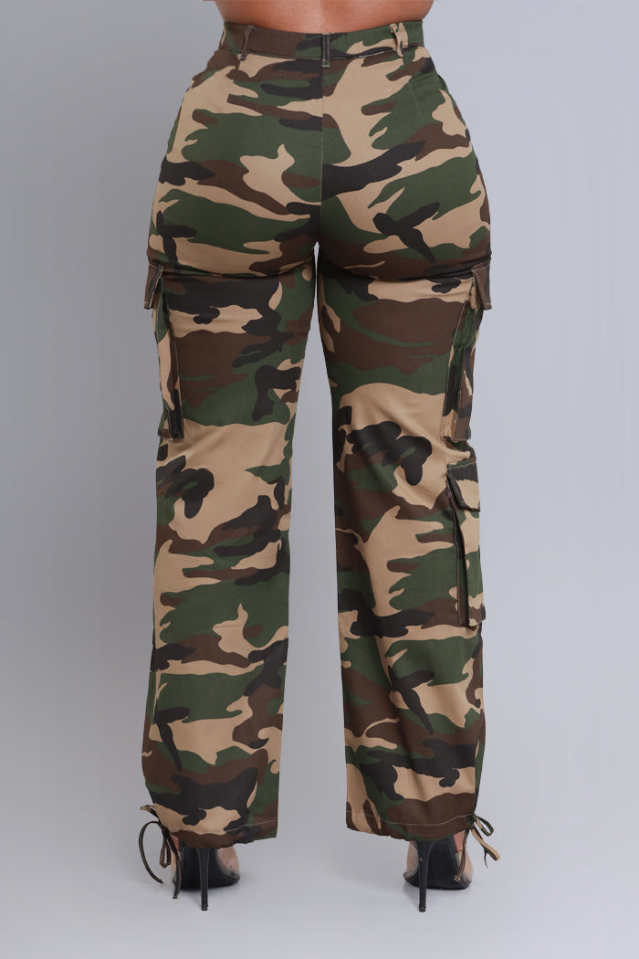 Line Up High Rise Cargo Pants - Camo Green - Swank A Posh