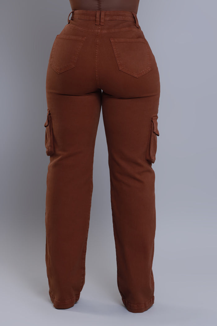 Add It Up High Rise Cargo Pants - Chocolate - Swank A Posh