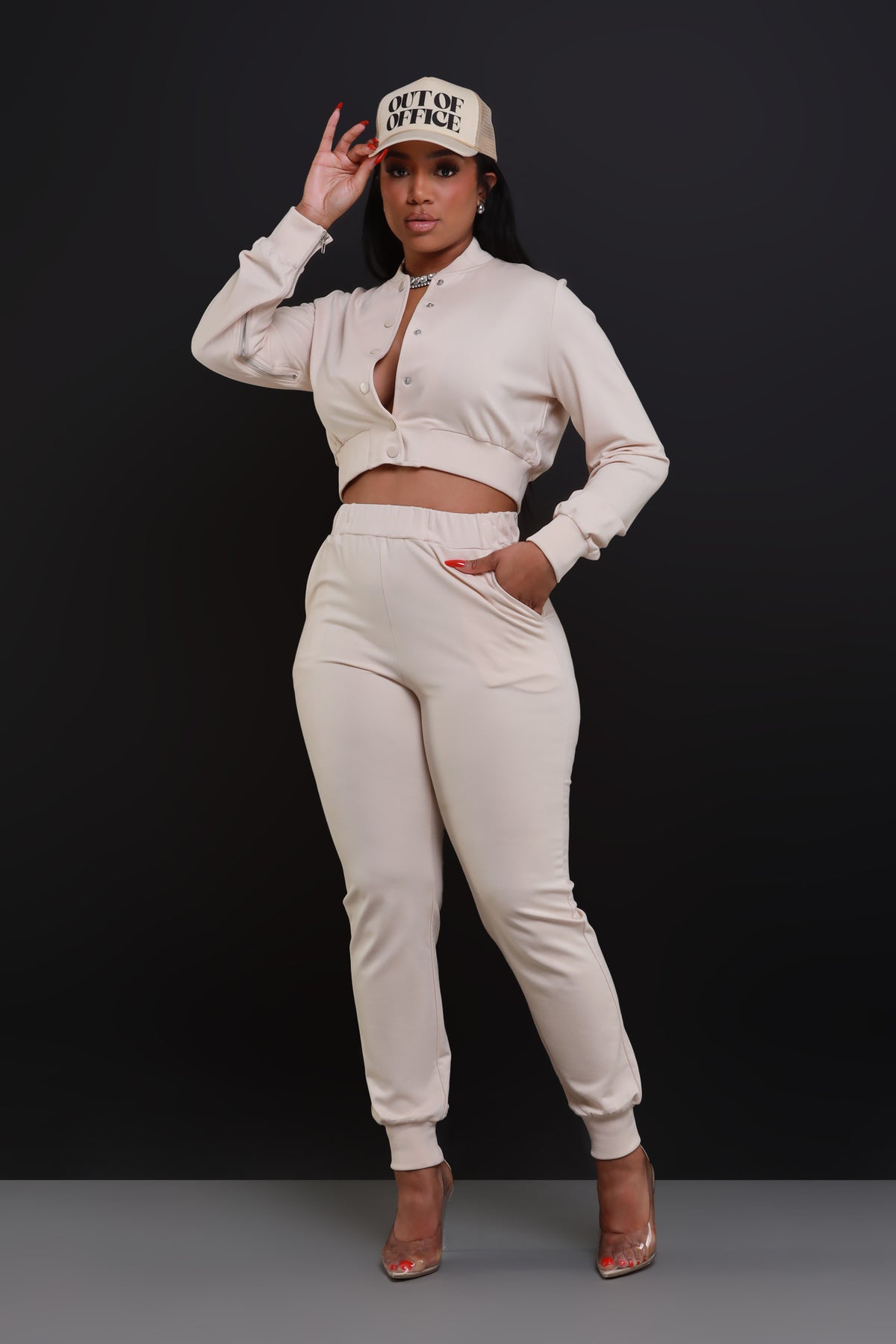 
              Top Priority Zippered Cropped Jogger Set - Tan - Swank A Posh
            