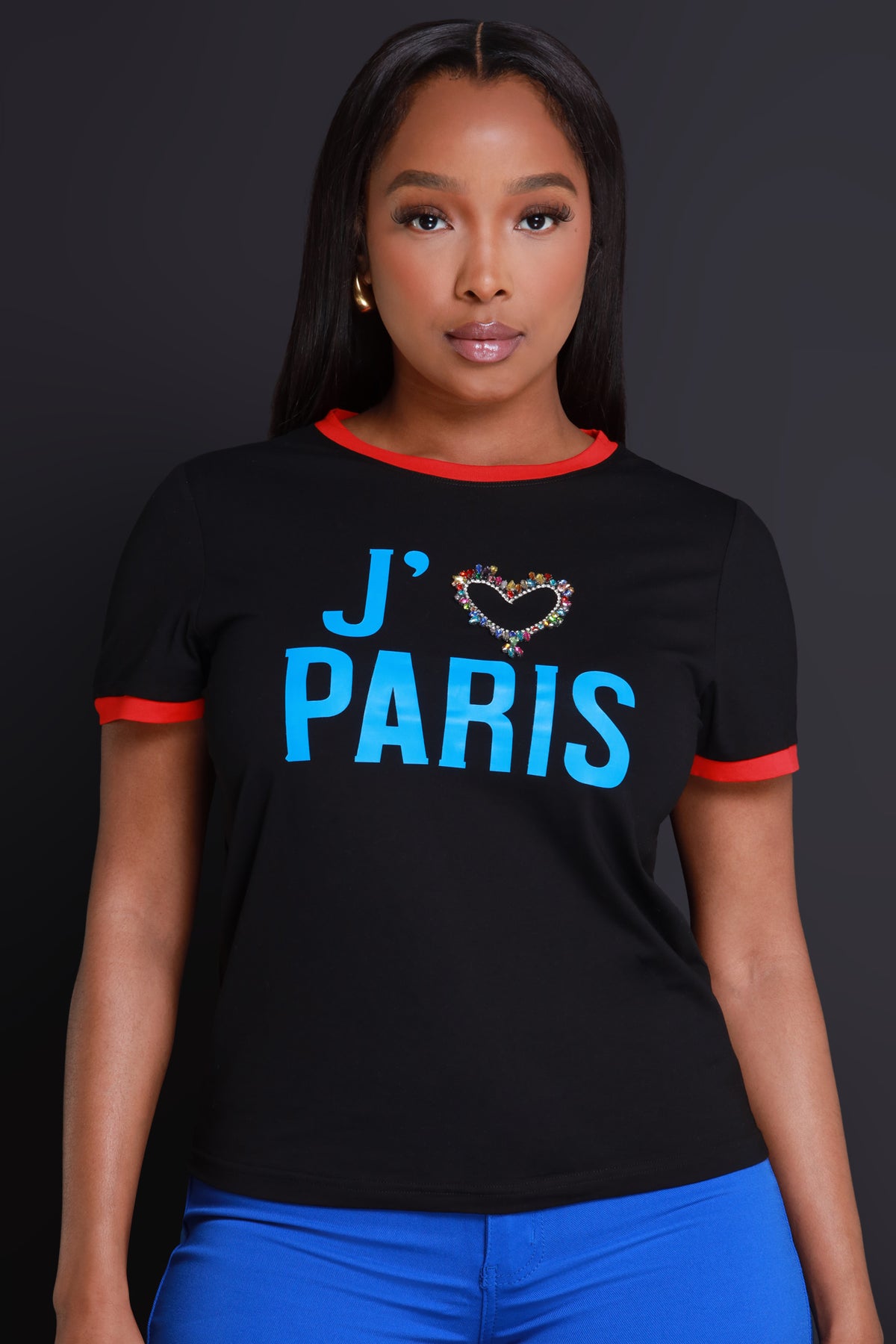 
              Love Paris Embellished Graphic T-Shirt - Black - Swank A Posh
            
