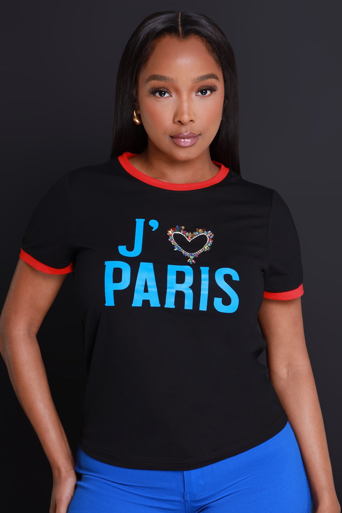
              Love Paris Embellished Graphic T-Shirt - Black - Swank A Posh
            