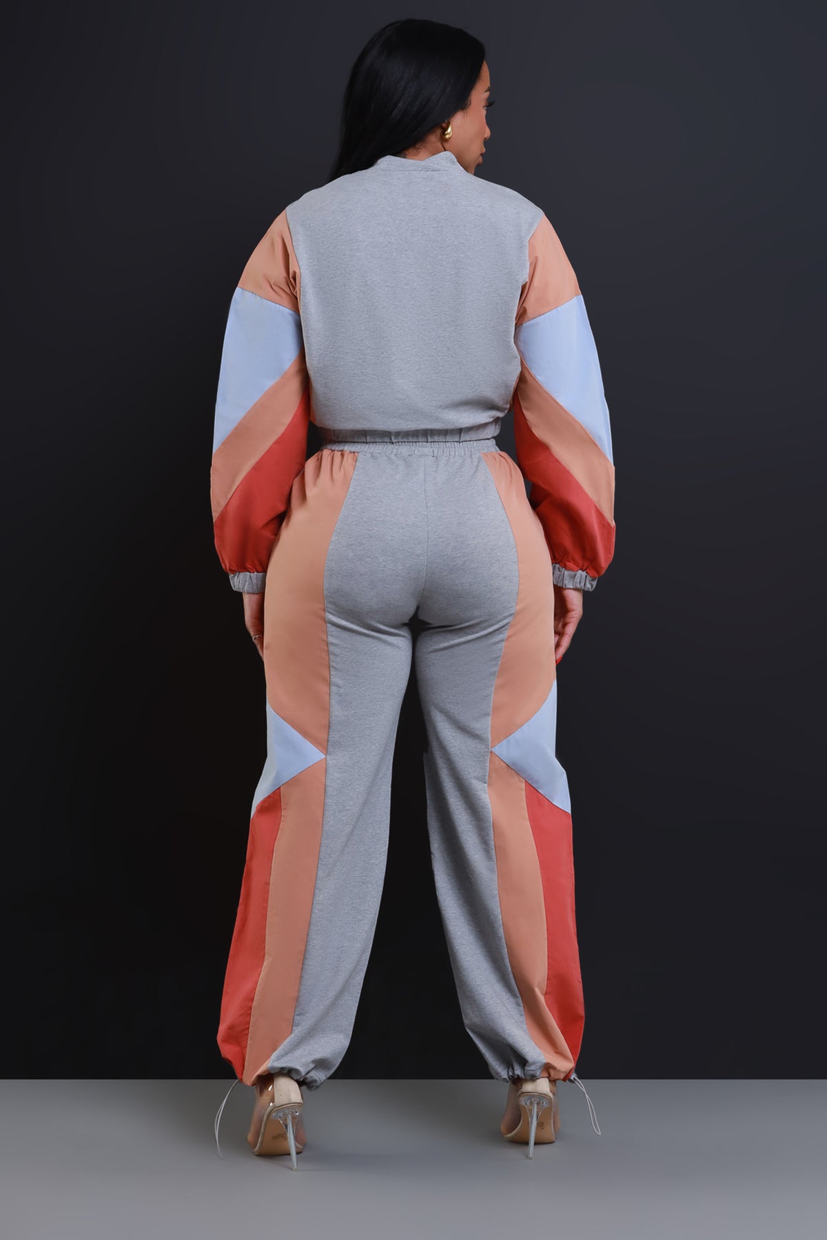
              On My Mama Cropped Color Block Pants Set - Grey/Orange - Swank A Posh
            