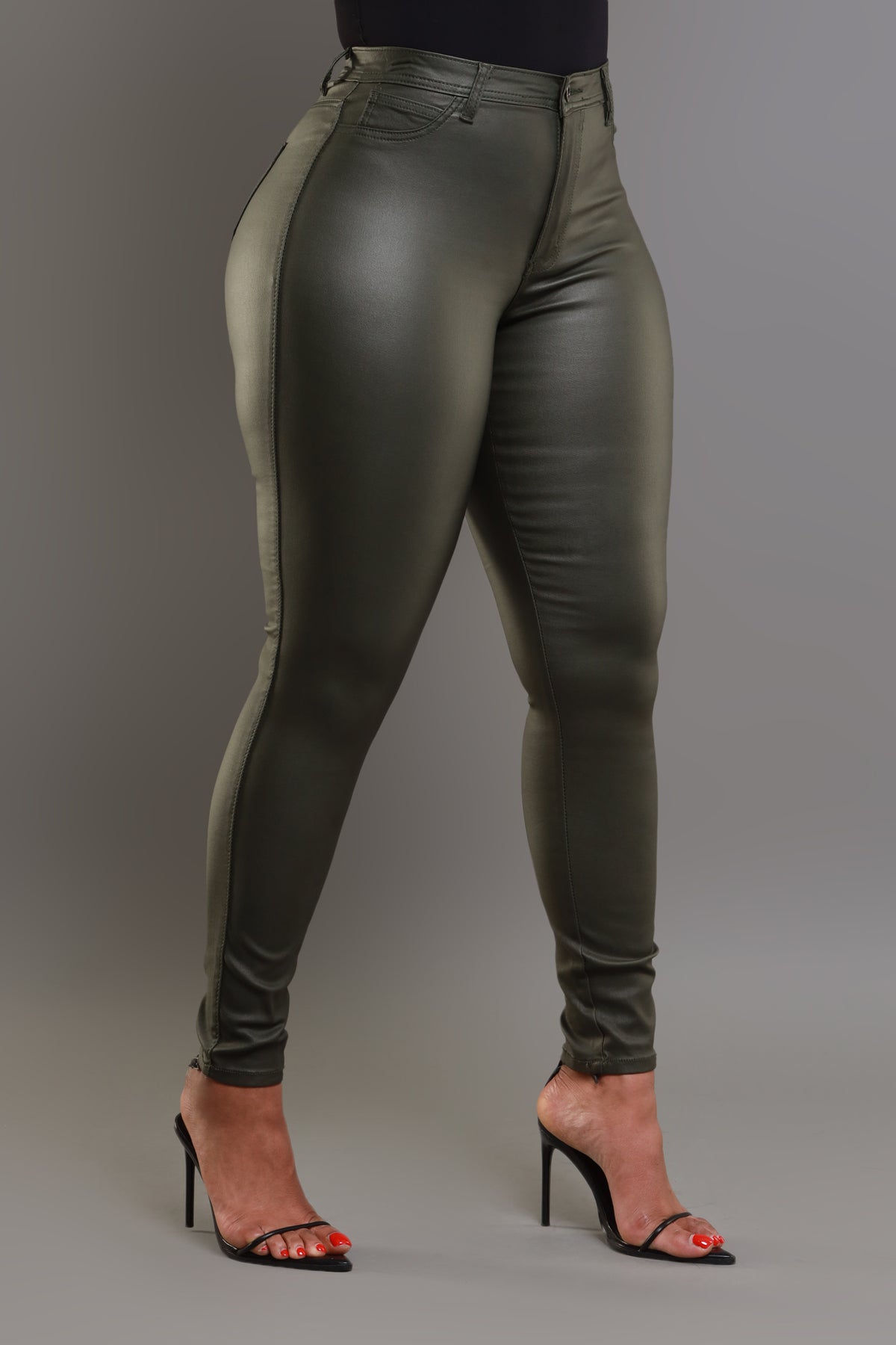
              Curve You Faux Leather High Rise Pants - Olive - Swank A Posh
            