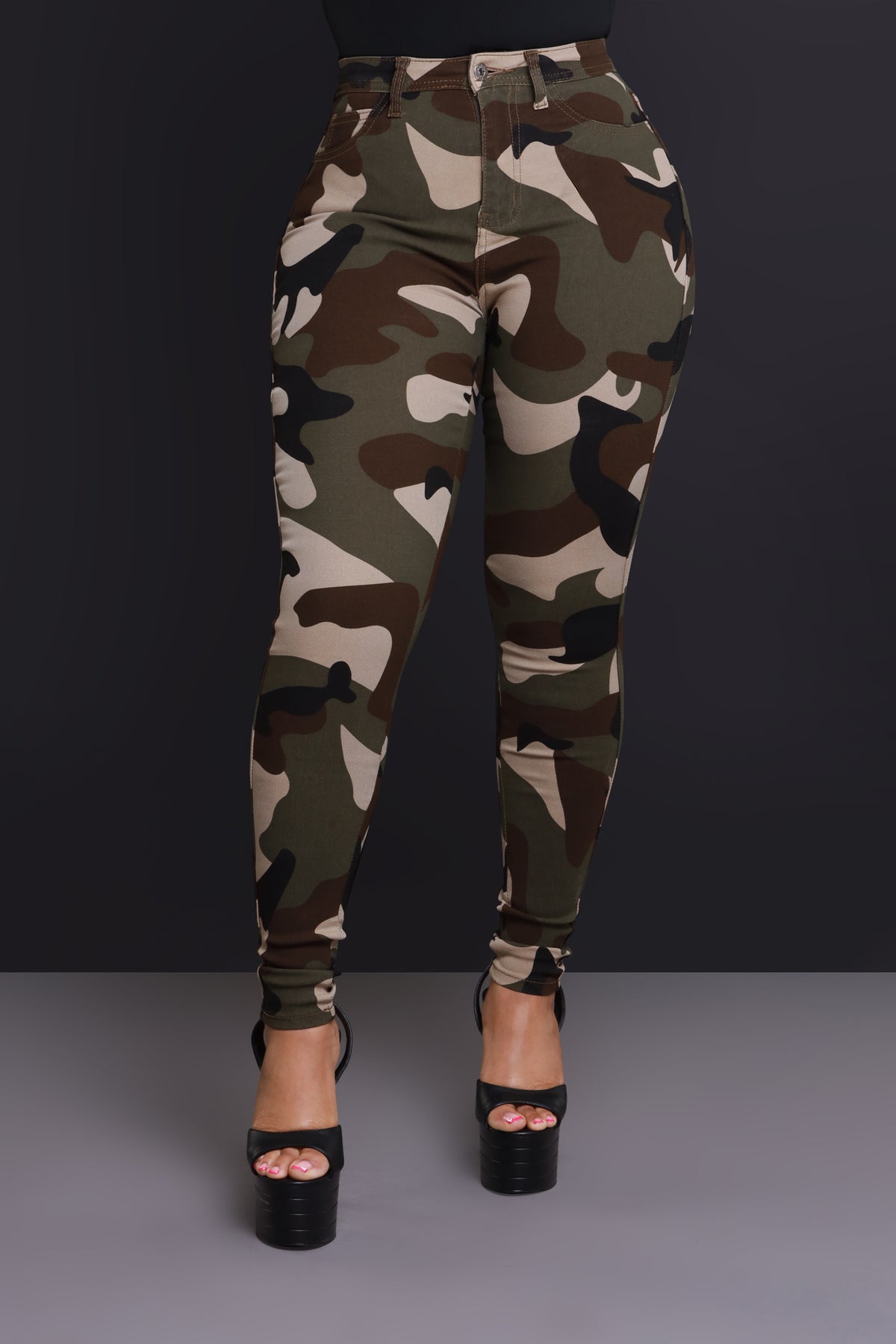 
              Pull Rank High Rise Skinny Jeans - Olive Camouflage - Swank A Posh
            
