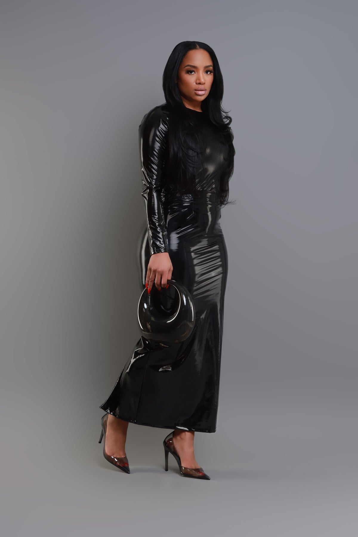 
              Sped Up Patent Faux Leather Maxi Skirt - Black - Swank A Posh
            