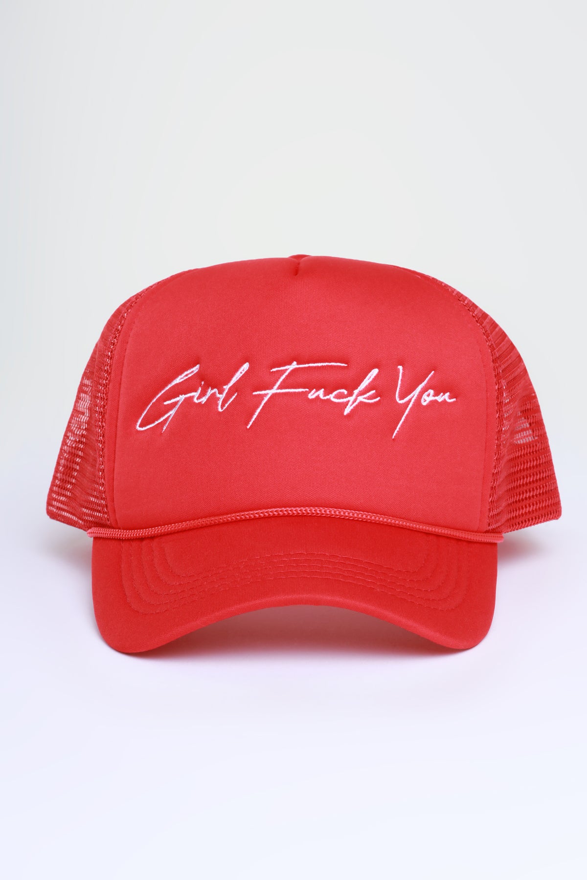 
              Girl F You Graphic Trucker Hat - Red/White - Swank A Posh
            