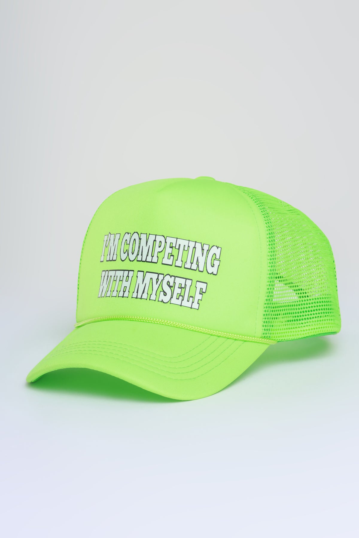 
              Compete With Me Graphic Trucker Hat - Neon Green - Swank A Posh
            