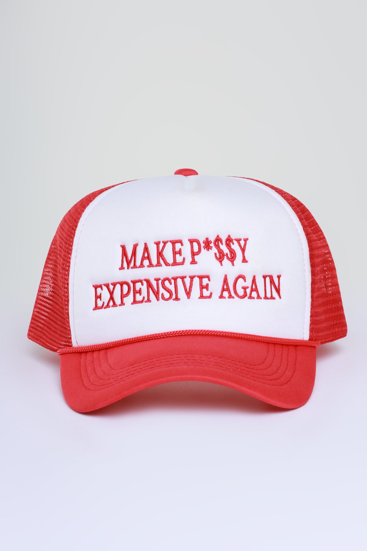 
              Expensive Again Graphic Trucker Hat - Red/White - Swank A Posh
            