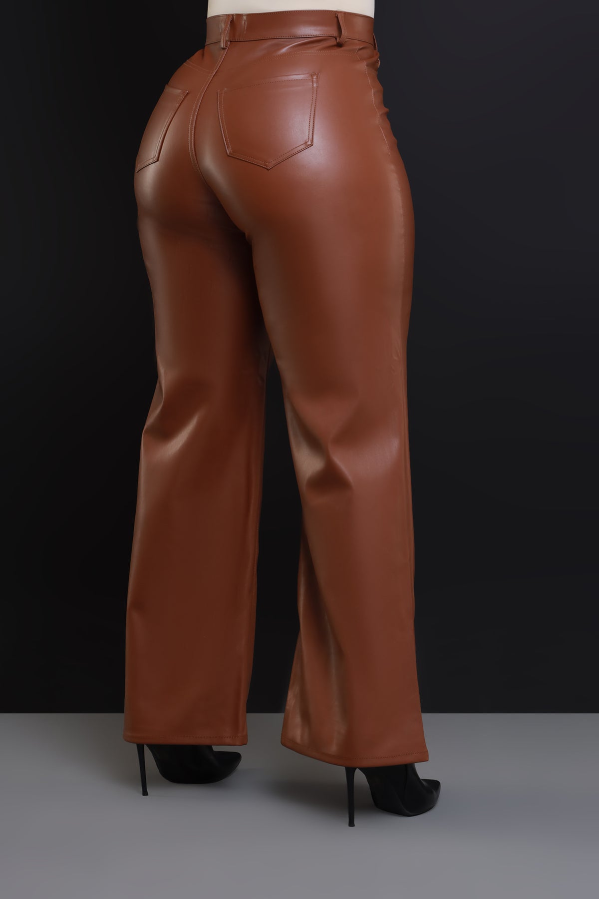 
              Offline Faux Leather Bootcut Pants - Caramel - Swank A Posh
            
