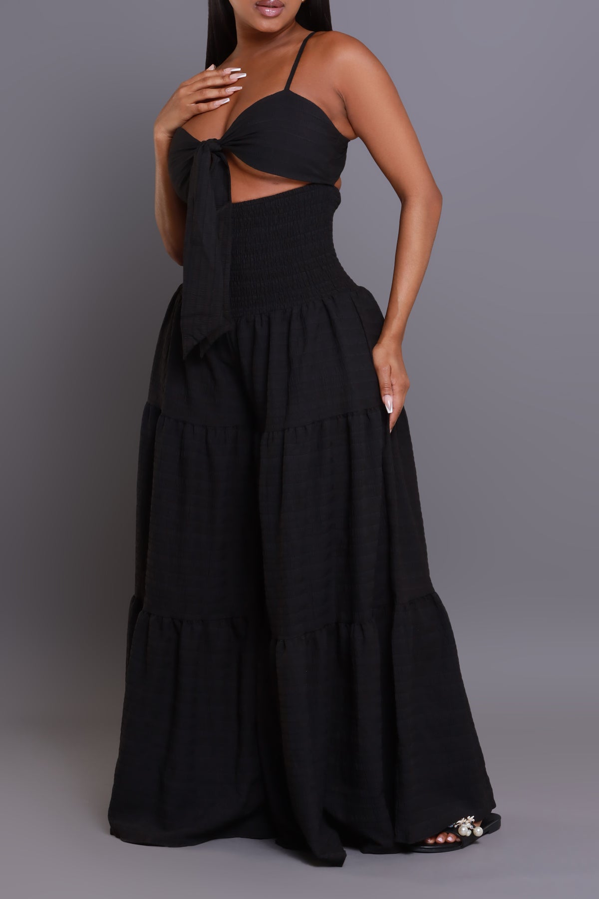 
              Stage Fright Cut Out Wide Leg Jumpsuit - Black - Swank A Posh
            