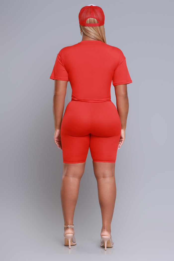 Rare Find Short Sleeve Biker Set - Red - Swank A Posh
