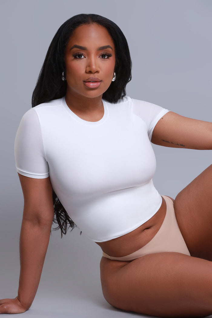 Body Language Crew Neck T-Shirt - White No.183 NKDS - Swank A Posh