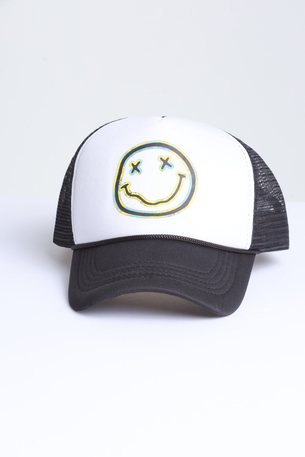 
              Big Smile Graphic Trucker Hat - Black/White - Swank A Posh
            