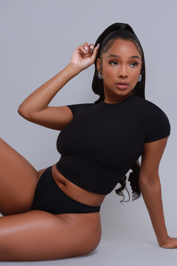 Body Language Crew Neck T-Shirt - Black No.183 NKDS - Swank A Posh