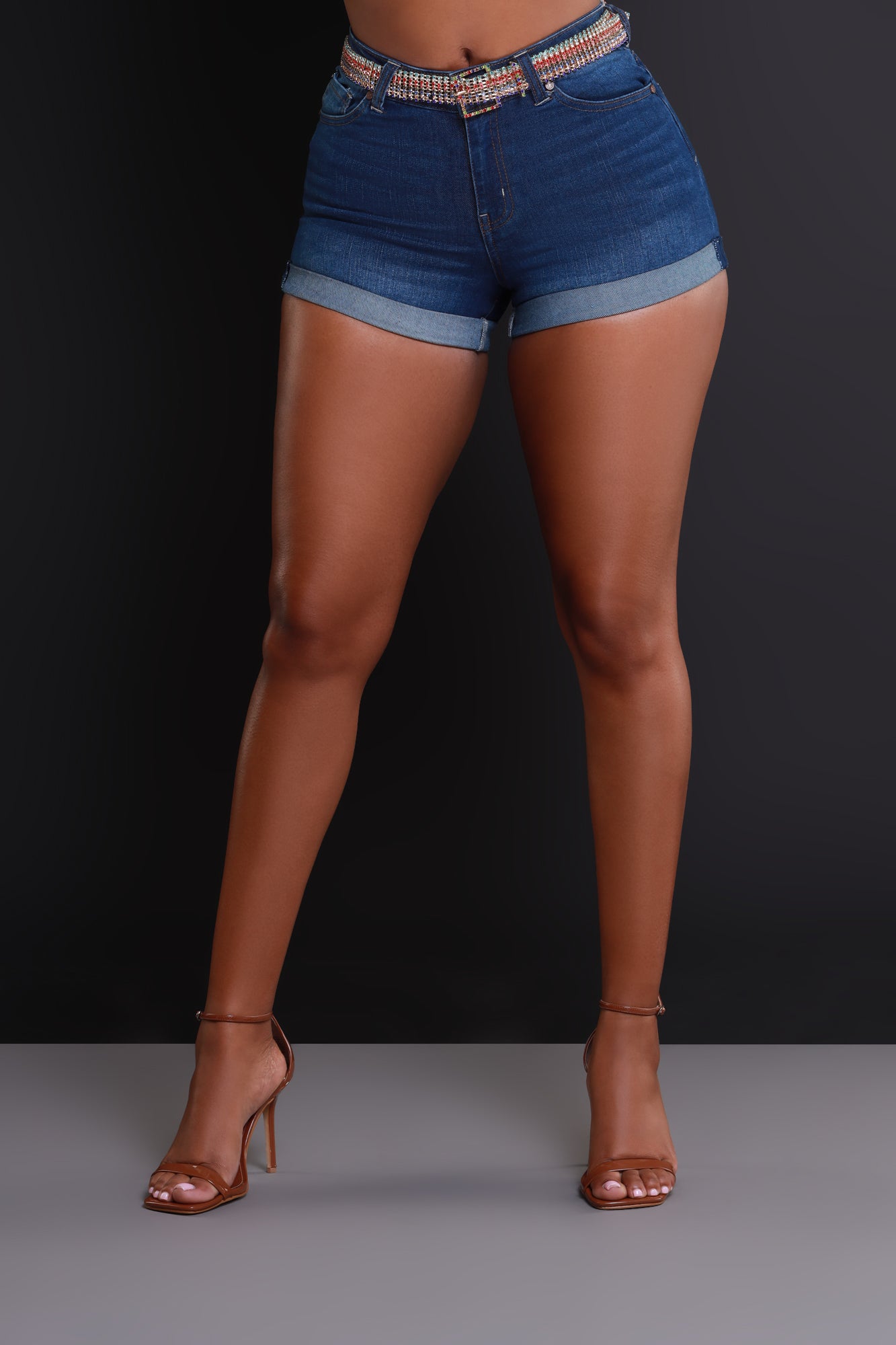 Hook It Up High Rise Denim Shorts - Dark Wash - Swank A Posh