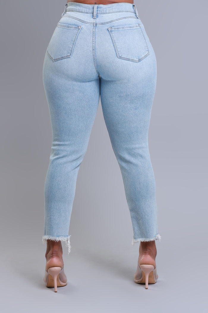 
              Tried Our Best Distressed Straight Leg Jeans - Light Wash - Swank A Posh
            