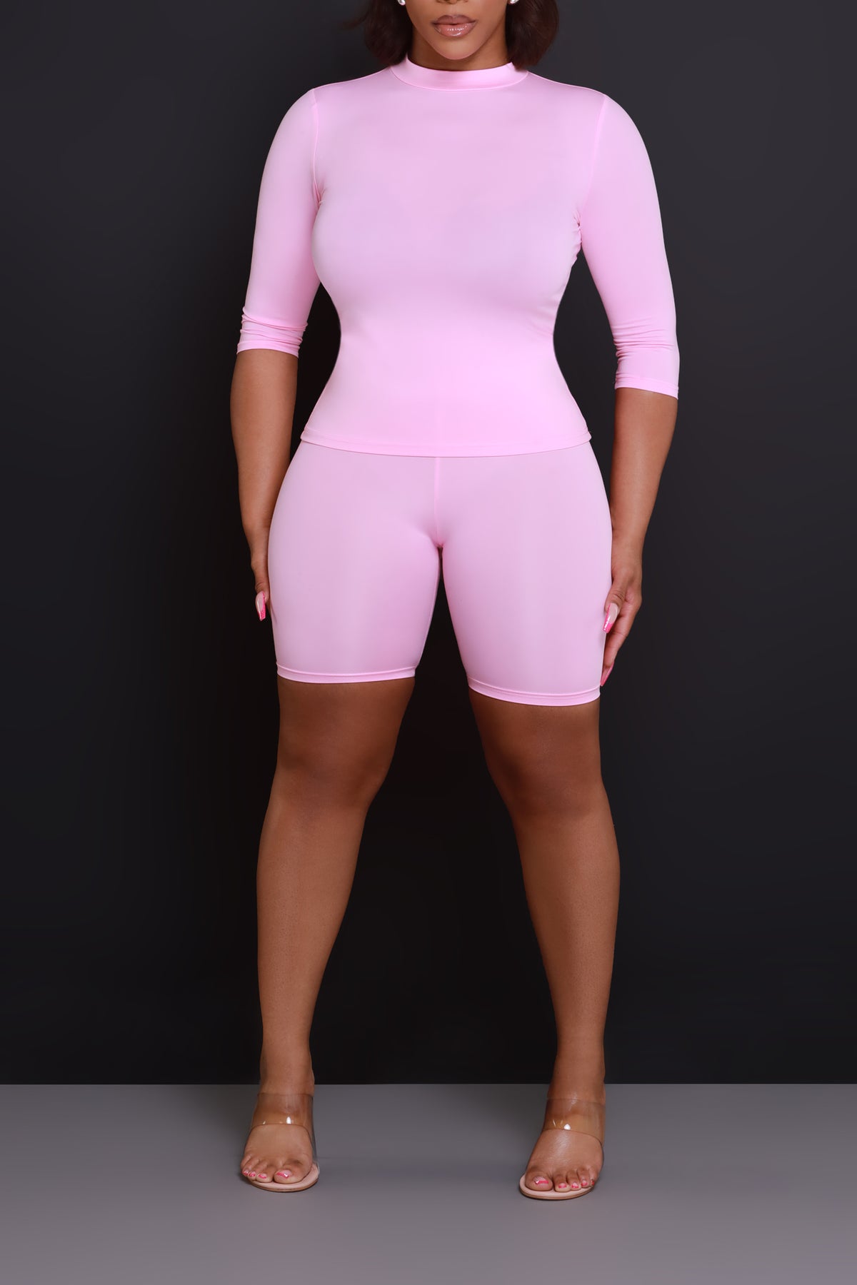 
              Rescue You Quarter Sleeve Biker Shorts Set - Pink - Swank A Posh
            