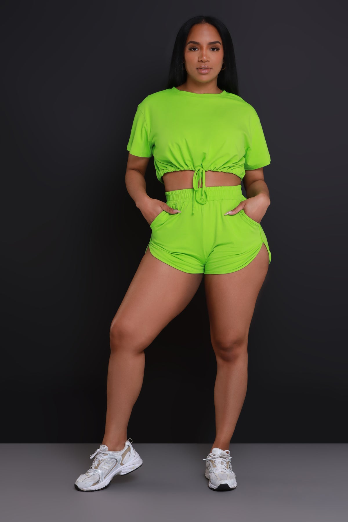 
              High Notes Cropped Shorts Set - Lime Green - Swank A Posh
            