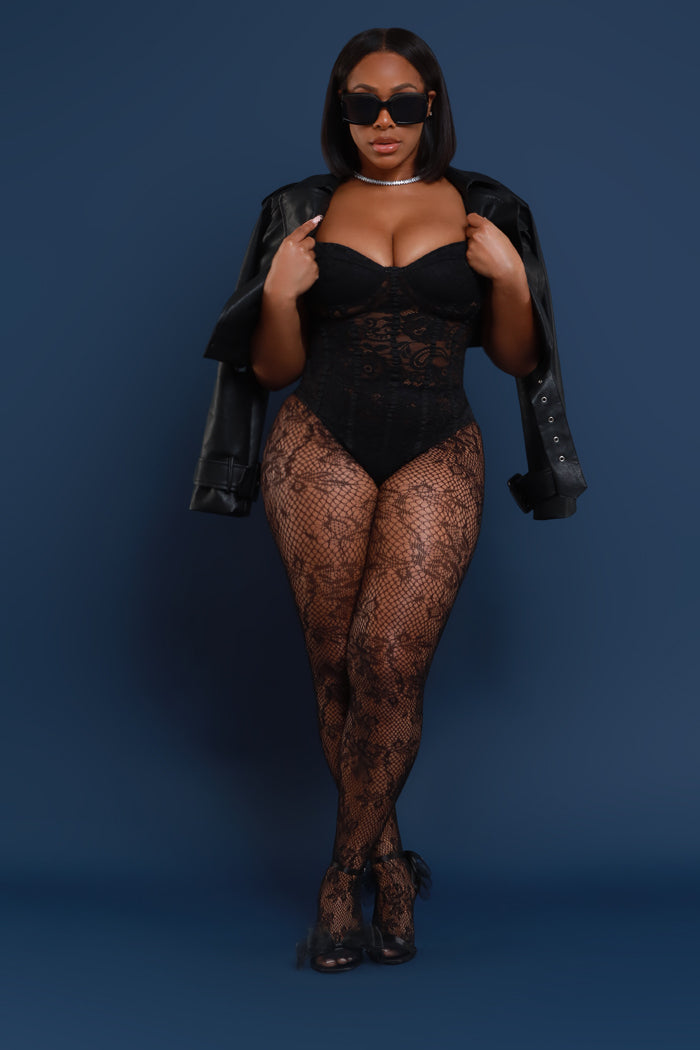 She Bad Lace Stockings - Black - Swank A Posh