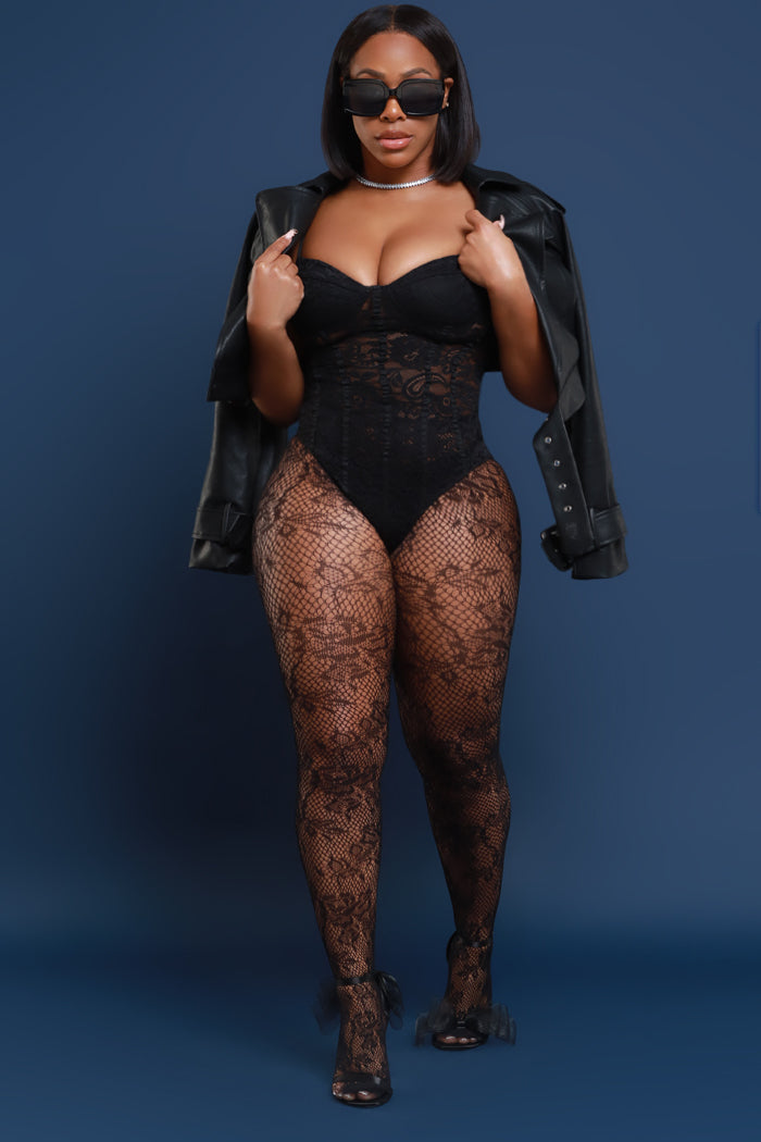 She Bad Lace Stockings - Black - Swank A Posh