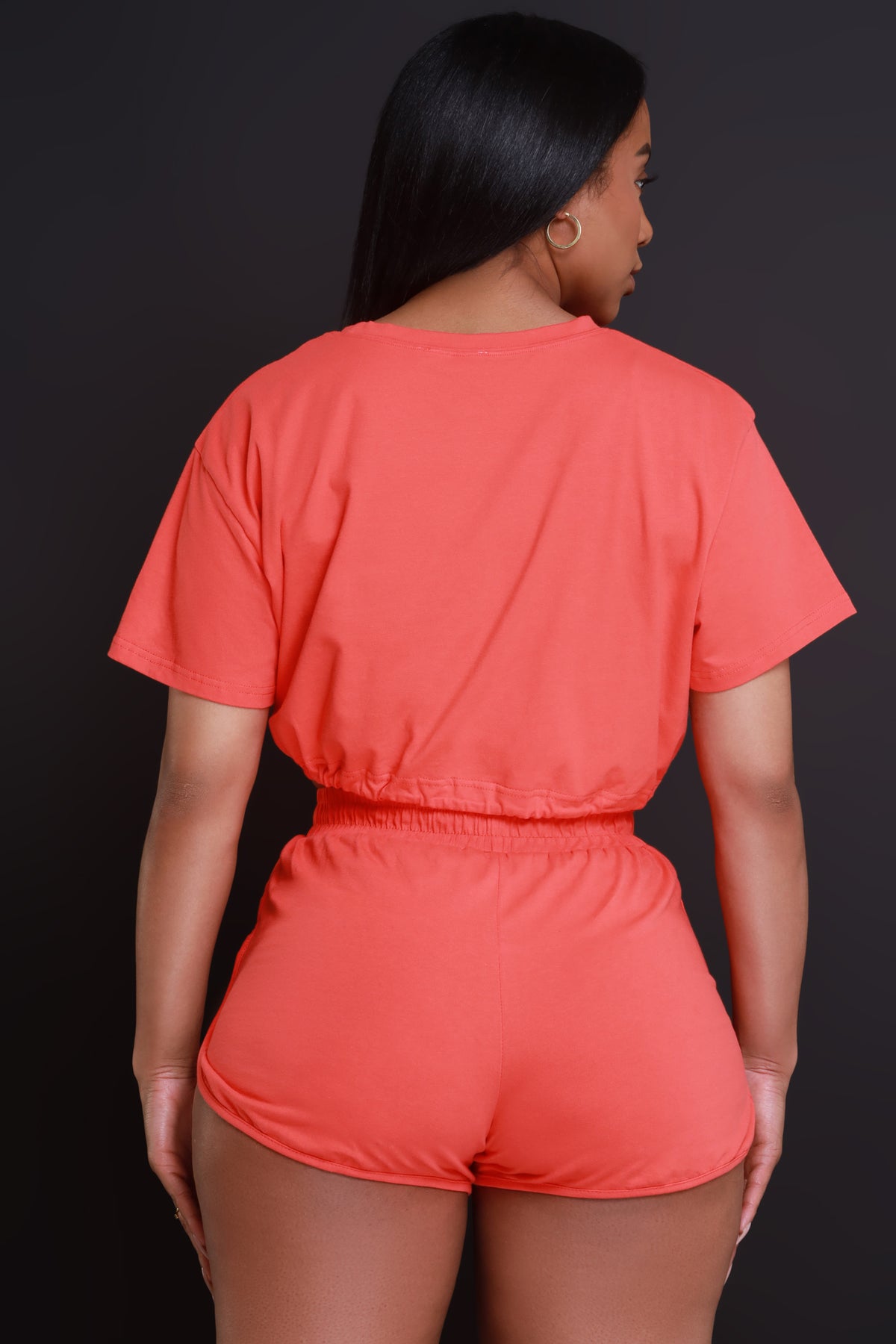 
              High Notes Cropped Shorts Set - Orange - Swank A Posh
            