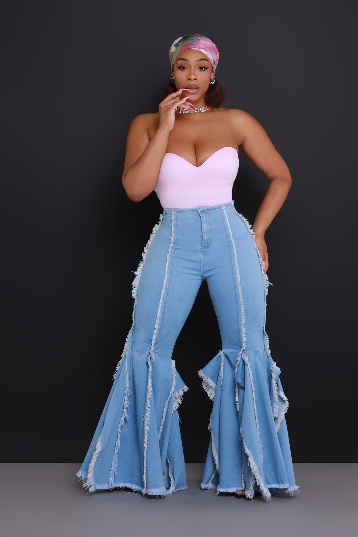
              Sky&#39;s The Limit High Rise Wide Flare Jeans - Light Wash - Swank A Posh
            