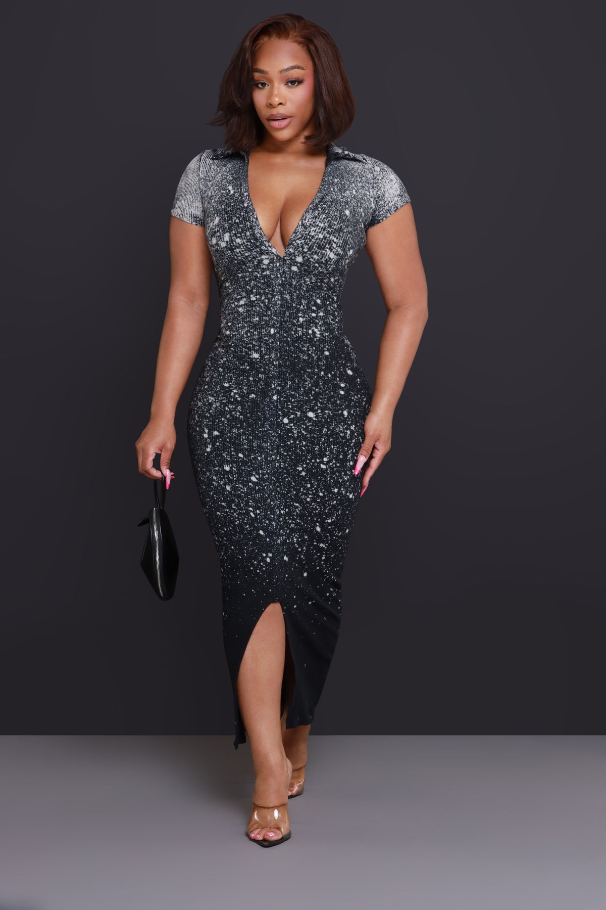 
              Never Lose Me Bleached Maxi Dress - Black Mineral Wash - Swank A Posh
            