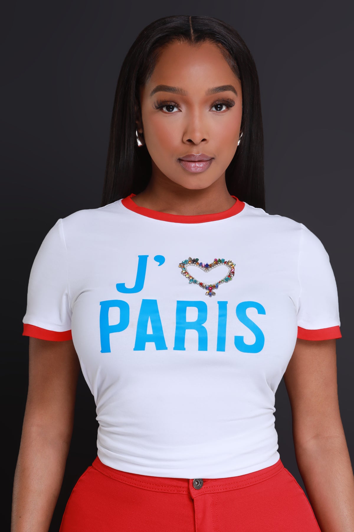 
              Love Paris Embellished Graphic T-Shirt - White - Swank A Posh
            