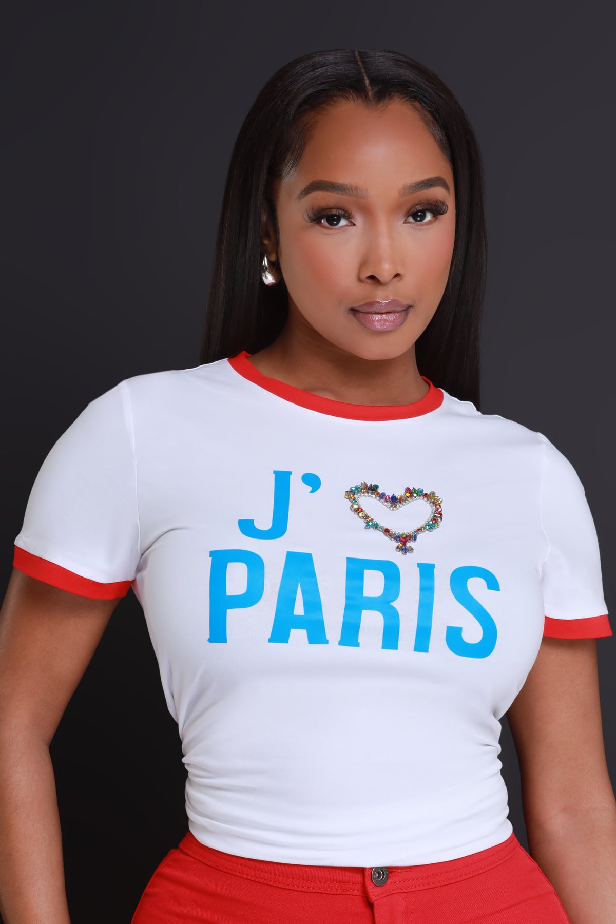 
              Love Paris Embellished Graphic T-Shirt - White - Swank A Posh
            