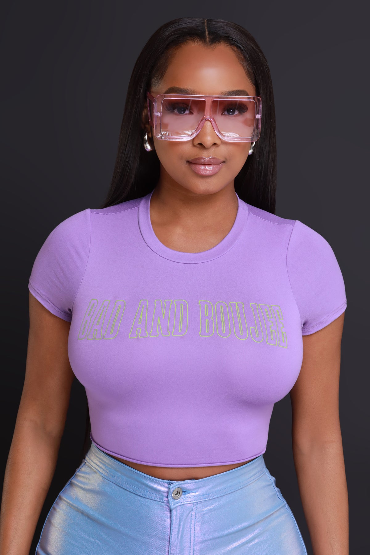 
              Bad And Boujee Cropped Graphic T-Shirt - Purple - Swank A Posh
            