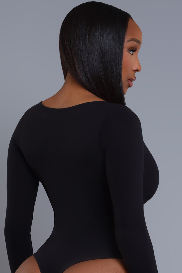Real Feel Square Neck Bodysuit - Black No.283 NKDS - Swank A Posh
