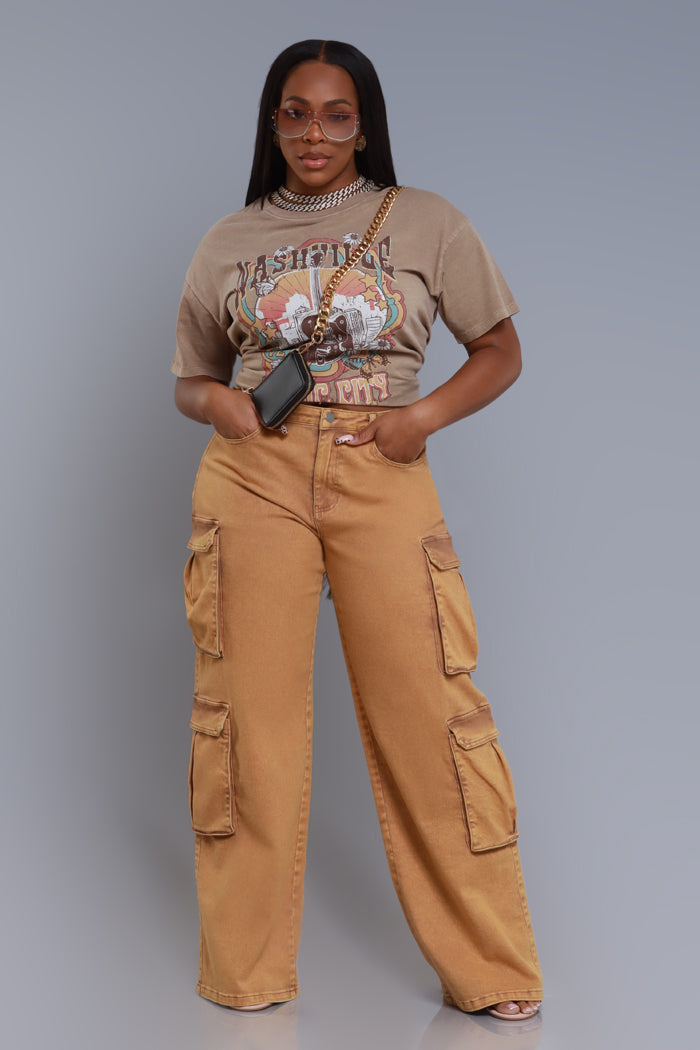 See Your Way High Rise Cargo Pants - Camel - Swank A Posh